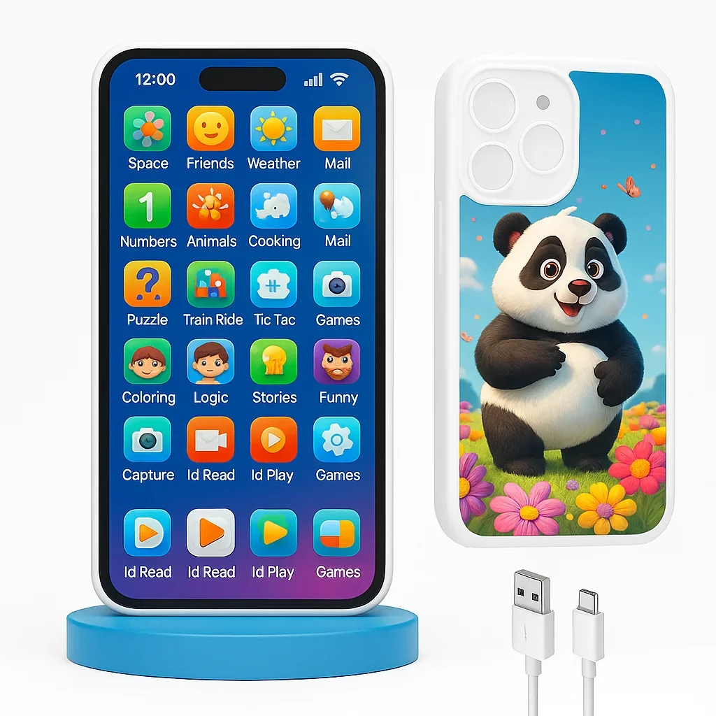 9d89612cbc10434bba48a08949d4dc7e-v1-1.webp MiniExplorer Smart Talking Mobile Toy Phone | 24 Learning Modes for Kids Ages 2-12 | Rechargeable Educational Device with Math, Words & Animals - Image 1