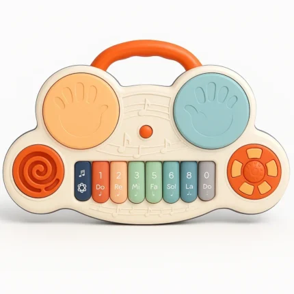 TEC TAVAKKAL Kids' Drum & Keyboard Set with Animal Noises, Flashing Lights & Multi-Color Design