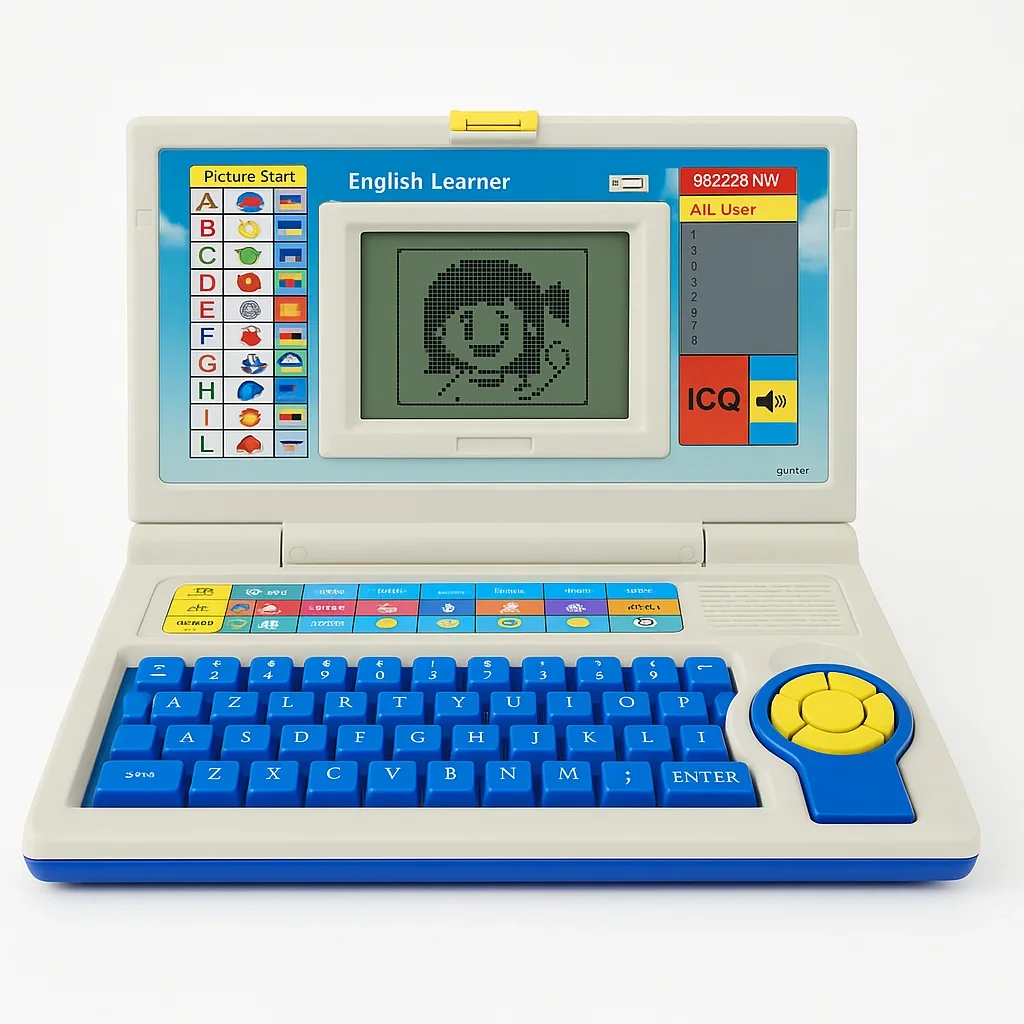 b105ca9d3d6748d19bdf2251c2de4cea-v1-1.webp Gooyo GY-1110 Interactive Learning Laptop - 20 Educational Activities, USB & Battery Powered, Blue - Image 1