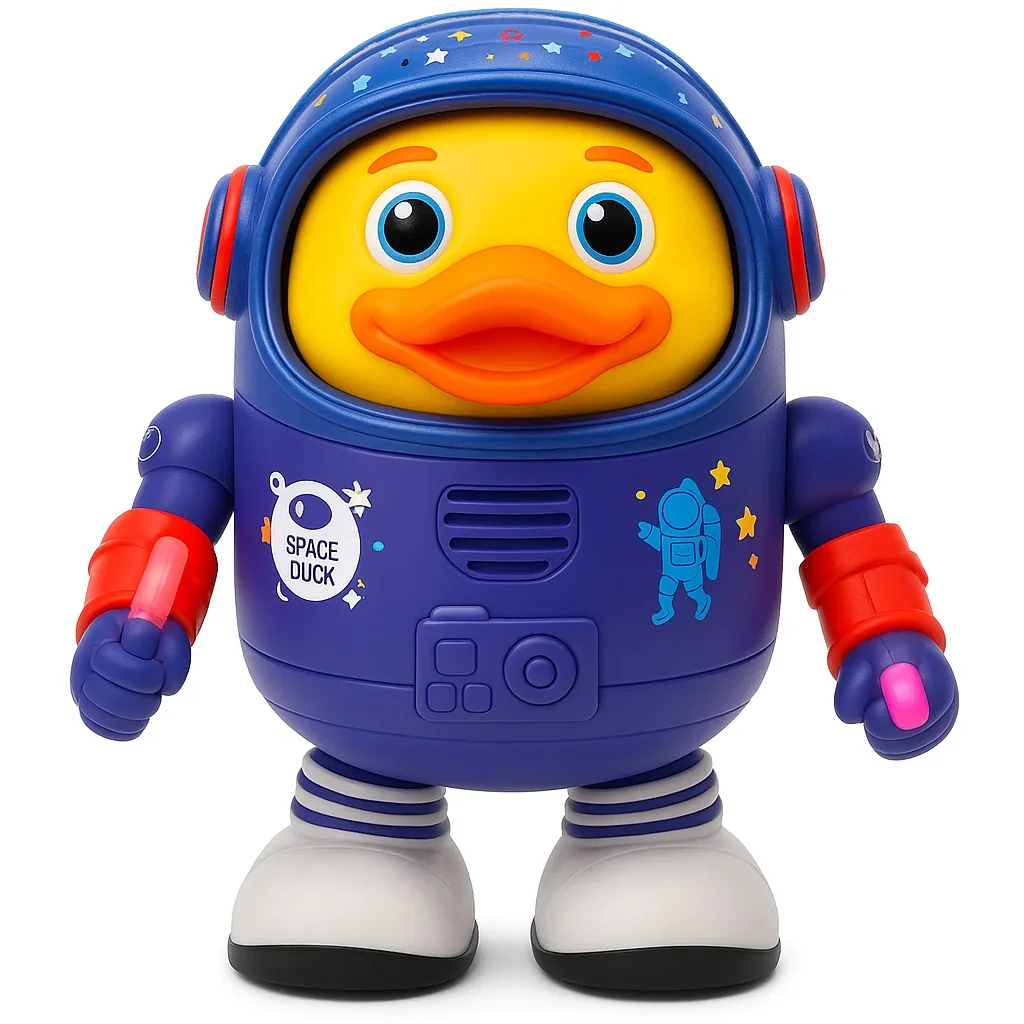 f0babf47de024c65907597e5795d8f08-v1-1.webp Gooyo GY-3027 Light-Up Musical Duck Toy | Interactive Dance Toy with Sound Effects for Children | Blue & Yellow Design | Requires 3xAA Batteries | Packaged in Gift Box - Image 1